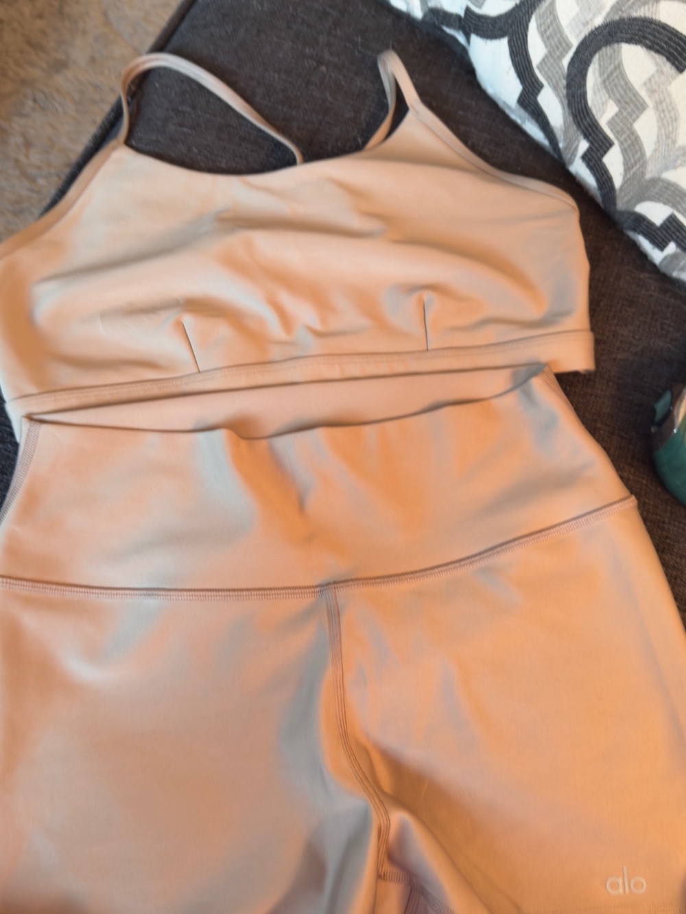 Alo set in Gravel - Seamless Bralette & High-Waist Active Shorts Set - Picture 1 of 8